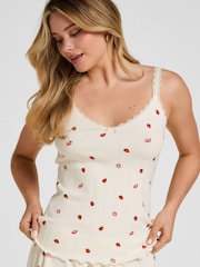 לבן - Hunkemoller גופיית פיג'מה בעיטור פוינטל - תמונה 1 מתוך 5