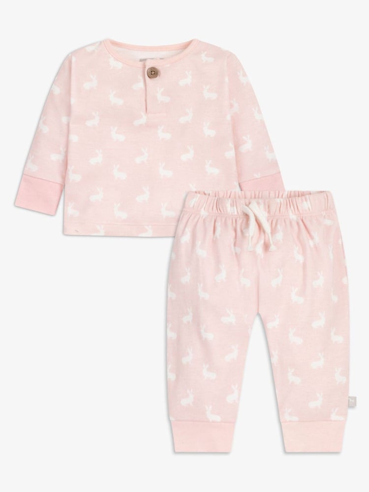 The Little Tailor Baby 2 Piece Jersey Bunny Print 100% Cotton Gift Set - Image 1 of 6