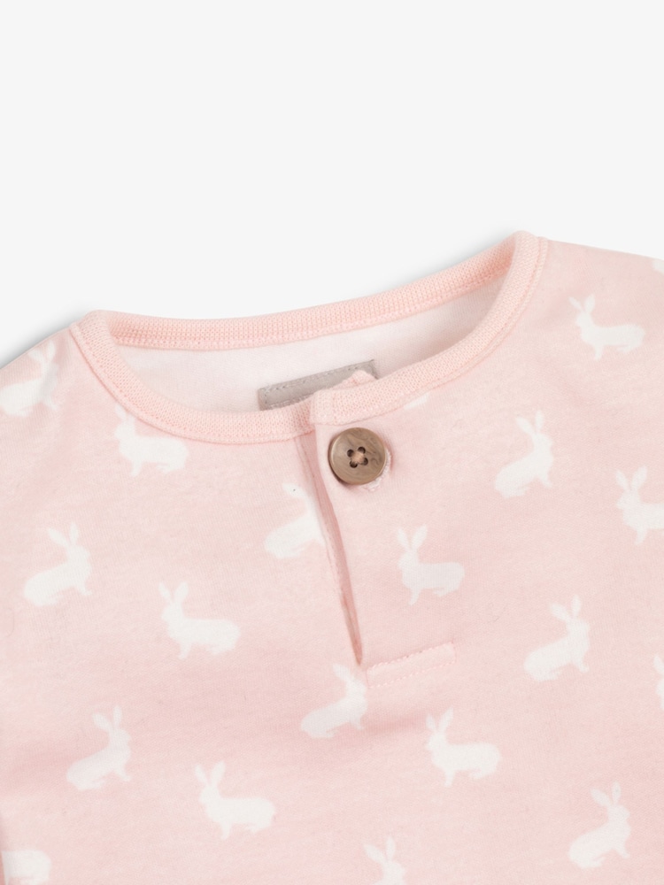 Rose - The Little Tailor Bébé 2 Pieces Jersey Bunny Imprimé 100% Cotton Gift Set - Image 5 of 6