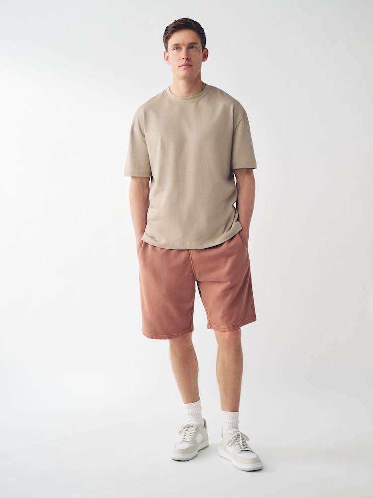 Rust Brown Garment Dye 100% Cotton Jersey Shorts - Image 2 of 8