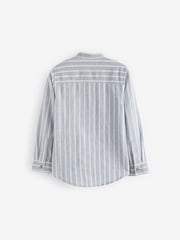 Grey Stripe Grandad Collar Linen Mix Long Sleeve Shirt (3-16yrs) - Image 2 of 3