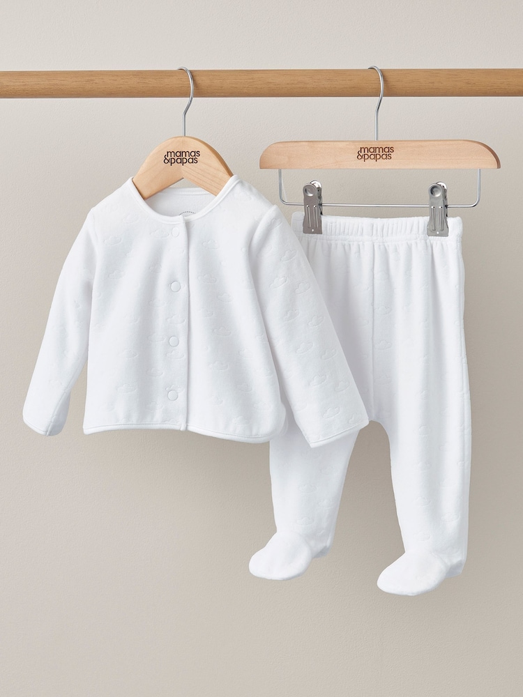 Mamas & Papas White Velour Cloud Set 2 Piece - Image 1 of 4