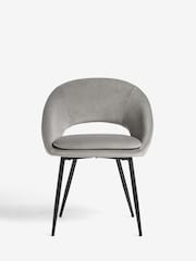 Set of 2 Soft Velvet Mid Grey Hewitt Black Leg Dining Chairs - Image 2 of 8
