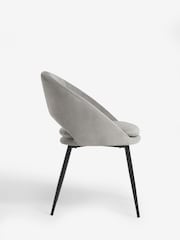 Set of 2 Soft Velvet Mid Grey Hewitt Black Leg Dining Chairs - Image 4 of 8
