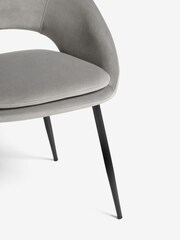 Set of 2 Soft Velvet Mid Grey Hewitt Black Leg Dining Chairs - Image 6 of 8
