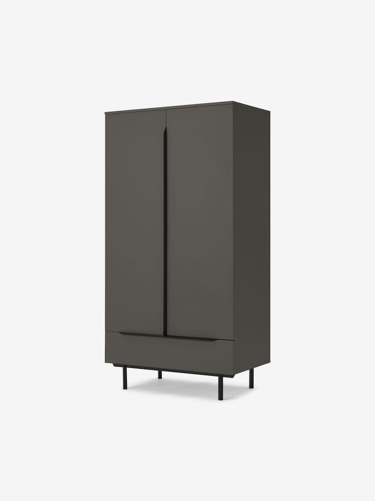 MADE.COM Graphite Grey Damien Double, 1 Drawer Wardrobe - Image 1 of 3