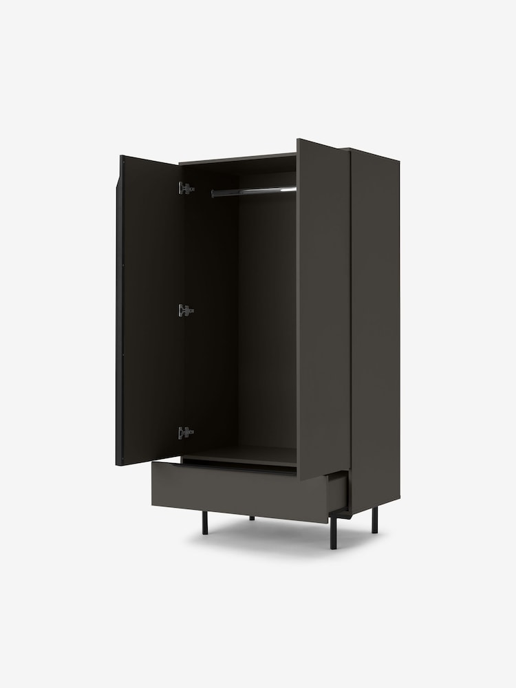 MADE.COM Graphite Grey Damien Double, 1 Drawer Wardrobe - Image 2 of 3