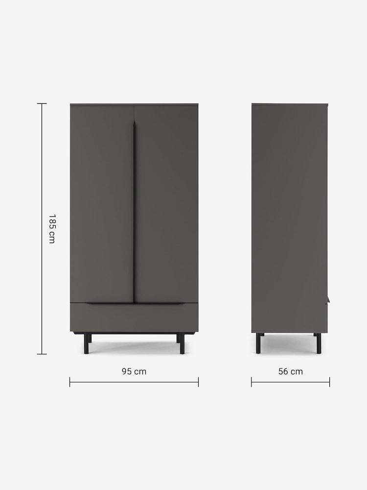 MADE.COM Graphite Grey Damien Double, 1 Drawer Wardrobe - Image 3 of 3