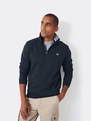 Crew Clothing Blue Navy Classic Quarter Zip Sweatshirt - Image 1 of 4