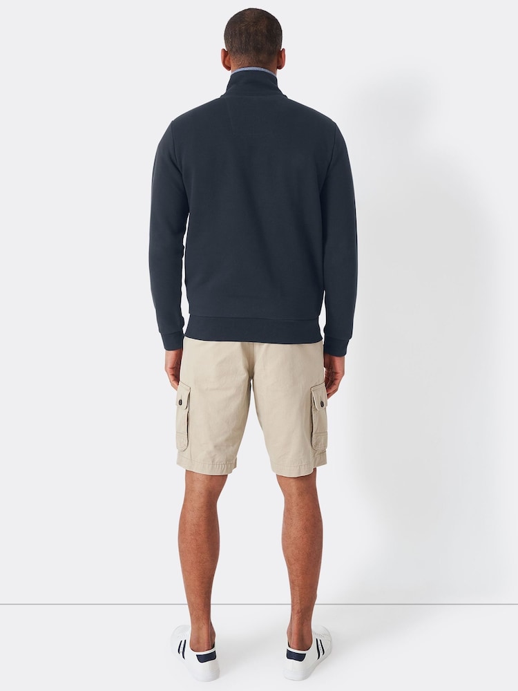 Crew Clothing Blue Navy Classic Quarter Zip Sweatshirt - Image 2 of 4