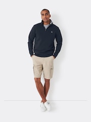 Crew Clothing Blue Navy Classic Quarter Zip Sweatshirt - Image 3 of 4