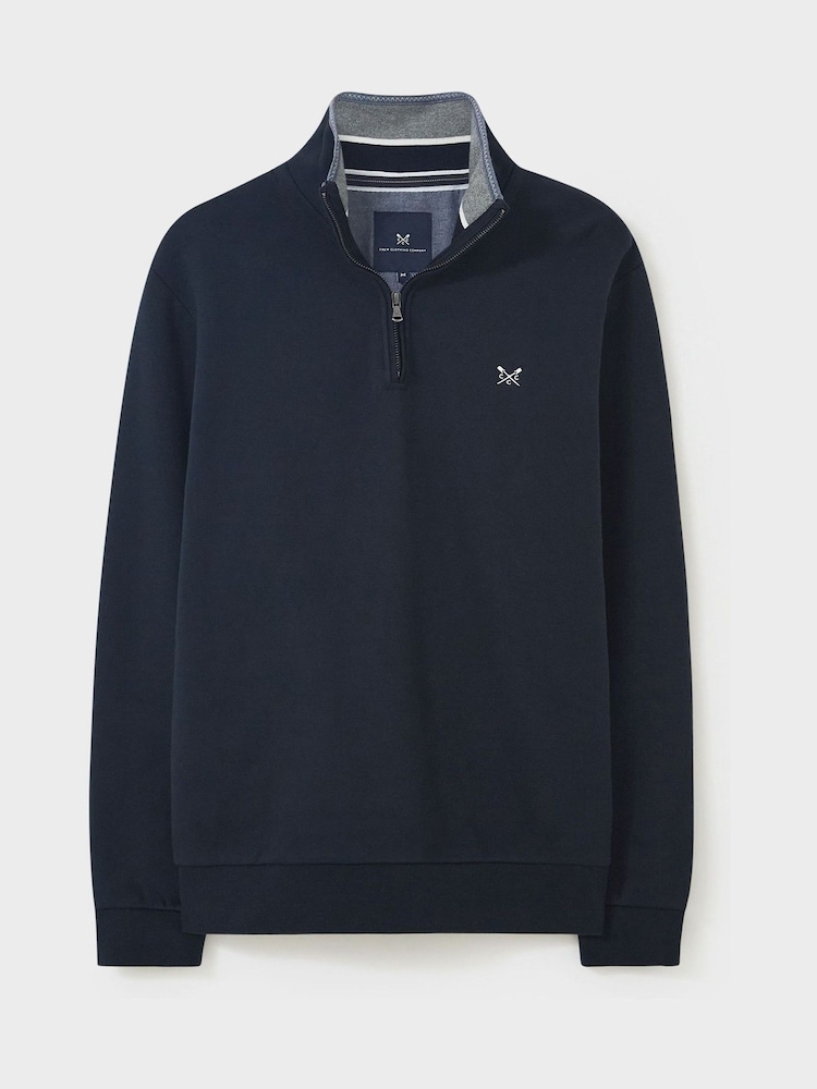 Crew Clothing Blue Navy Classic Quarter Zip Sweatshirt - Image 4 of 4