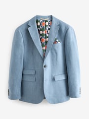 Jasnoniebieski - Linen Blend Tailored Fit Suit Jacket - Image 7 of 11