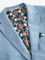 Jasnoniebieski - Linen Blend Tailored Fit Suit Jacket - Image 8 of 11