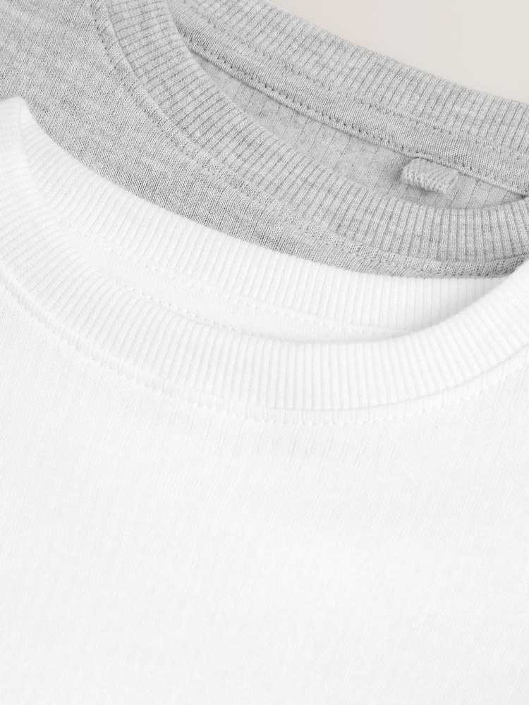 Grey/White 2 Pack Short Sleeved Thermal Tops (2-16yrs) - Image 5 of 5