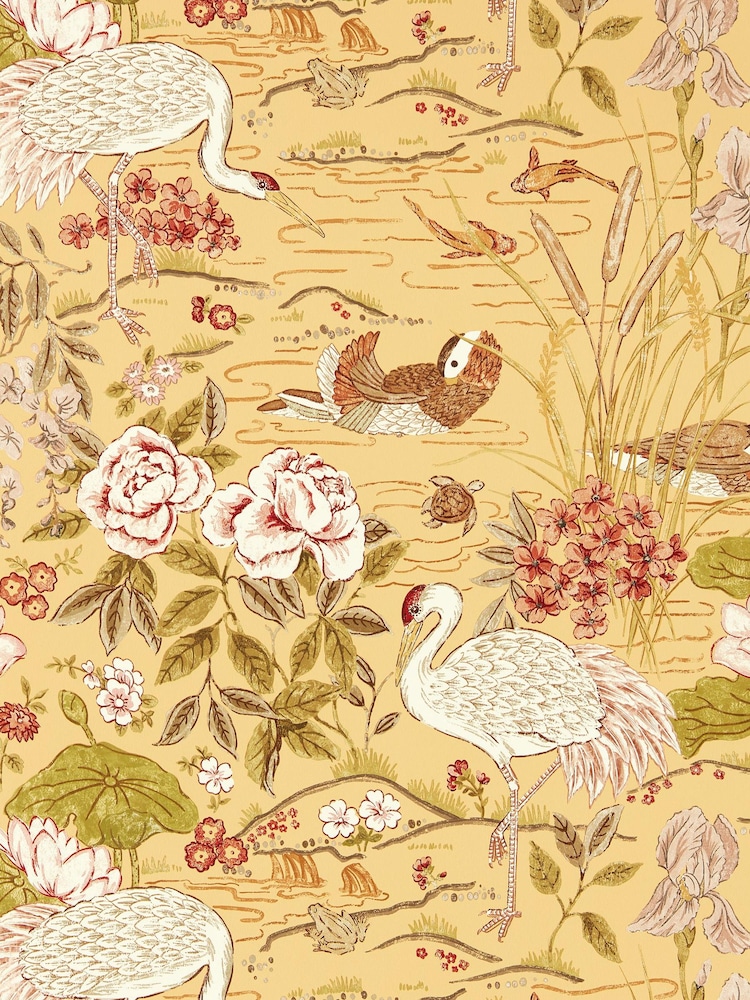 Sanderson Orange Crane Frog 10.05M Wallpaper - Image 1 of 1