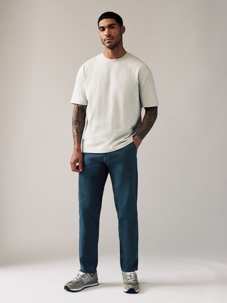 Blue Dark Straight Fit Stretch Chinos Trousers - Image 3 of 11