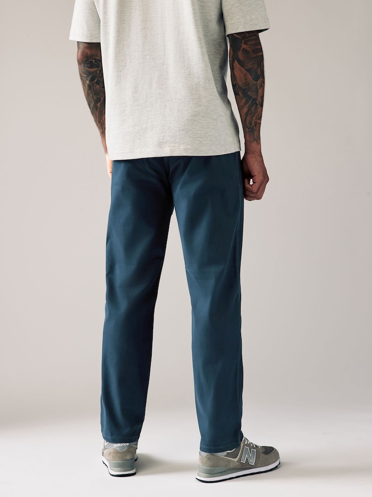 Blue Dark Straight Fit Stretch Chinos Trousers - Image 5 of 11