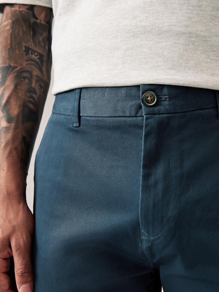Blue Dark Straight Fit Stretch Chinos Trousers - Image 7 of 11
