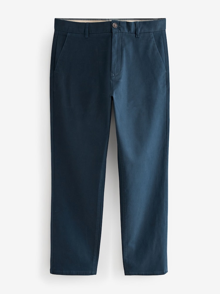 Blue Dark Straight Fit Stretch Chinos Trousers - Image 8 of 11