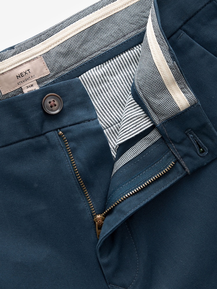 Blue Dark Straight Fit Stretch Chinos Trousers - Image 9 of 11
