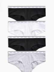 White/Black/Grey Short Logo Knickers 4 Pack - Image 1 of 7