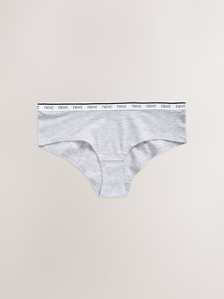 White/Black/Grey Short Cotton Logo Knickers 4 Pack - Image 4 of 4 White/Black/Grey Short Cotton Logo Knickers 4 Pack - Image 4 of 4