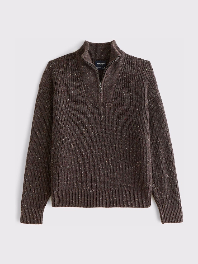 Abercrombie & Fitch Brown Causal 1/4 Zip Jumper - Image 1 of 2