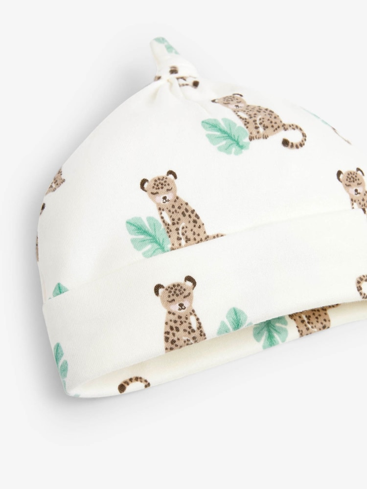 JoJo Maman Bébé Ecru Leopard Print Cotton Baby Hat - Image 2 of 2 JoJo Maman Bébé Ecru Leopard Print Cotton Baby Hat - Image 2 of 2