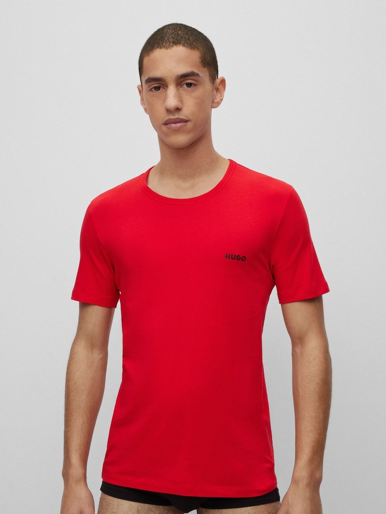 HUGO Black Regular Fit 100% Cotton T-Shirts 3 Pack - Image 2 of 5