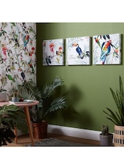 Art For The Home Set of 3 White Tropical Amazon Birds Canvases - Image 1 of 2
