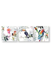 Art For The Home Set of 3 White Tropical Amazon Birds Canvases - Image 2 of 2