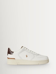 Polo Ralph Lauren White Masters Court Brogue Trim Trainers - Image 1 of 4