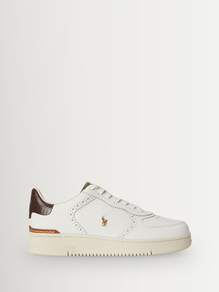 Polo Ralph Lauren White Masters Court Brogue Trim Trainers - Image 1 of 4 Polo Ralph Lauren White Masters Court Brogue Trim Trainers - Image 1 of 4