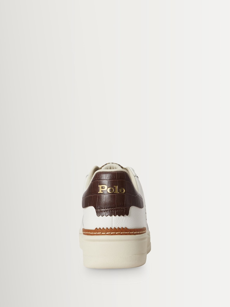 Polo Ralph Lauren White Masters Court Brogue Trim Trainers - Image 2 of 4 Polo Ralph Lauren White Masters Court Brogue Trim Trainers - Image 2 of 4