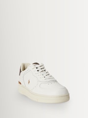 Polo Ralph Lauren White Masters Court Brogue Trim Trainers - Image 3 of 4
