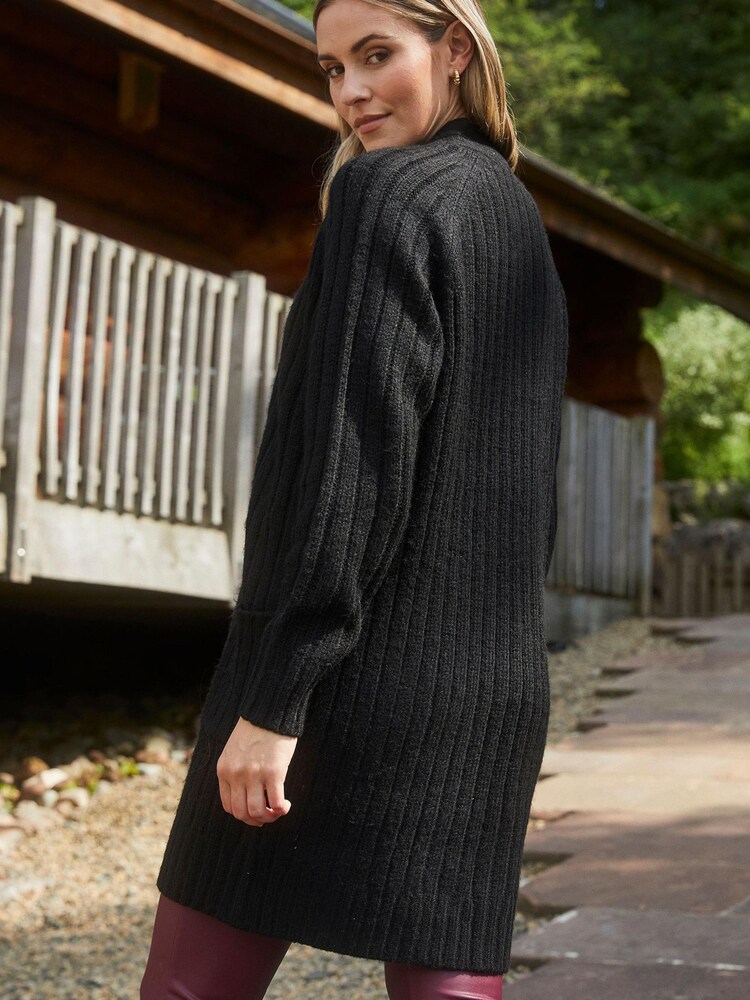 Threadbare Black Knitted Open Cardigan - Image 2 of 4