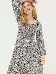 FatFace Black/White Adele Midi Dress - Image 4 of 6
