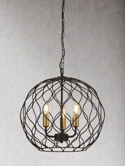 Searchlight Black/Gold Hollow 3 Light Bar Ceiling Light Pendant - Image 1 of 3