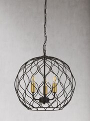 Searchlight Black/Gold Hollow 3 Light Bar Ceiling Light Pendant - Image 2 of 3