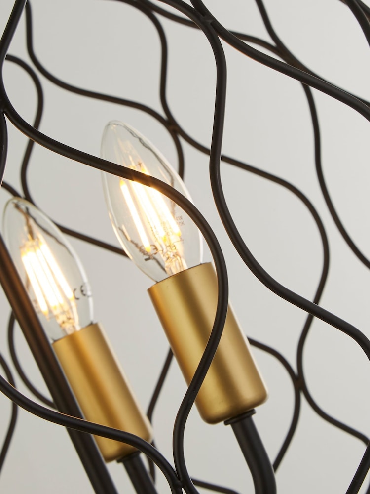 Searchlight Black/Gold Hollow 3 Light Bar Ceiling Light Pendant - Image 3 of 3