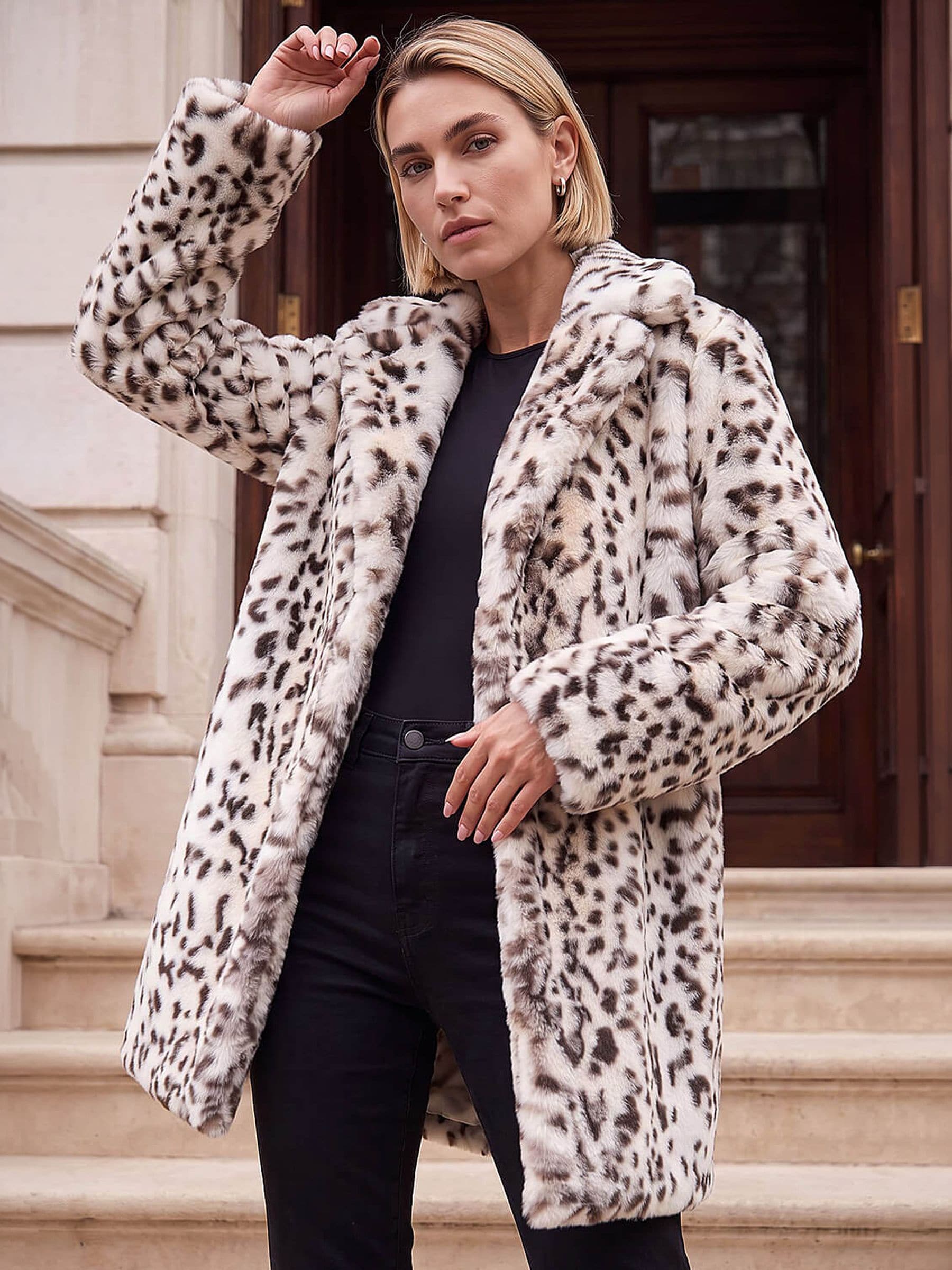 Roman Women's Natural Fuax Fur Coat - Image 1