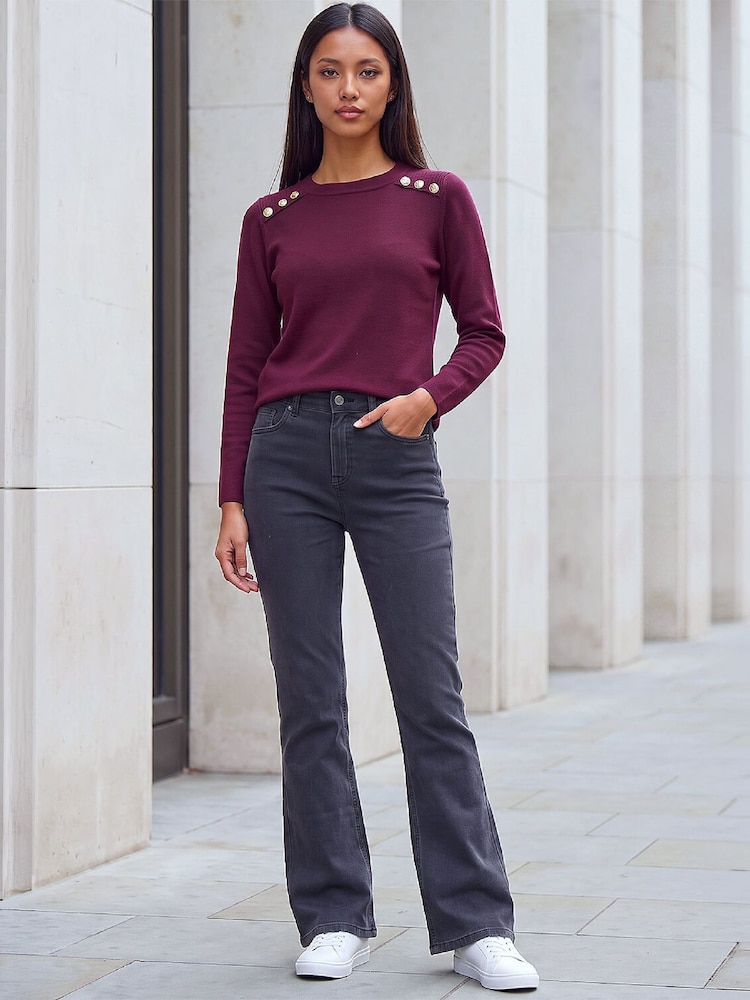 Roman Black Petite Bootcut Stretch Denim Jeans - Image 2 of 4 Roman Black Petite Bootcut Stretch Denim Jeans - Image 2 of 4