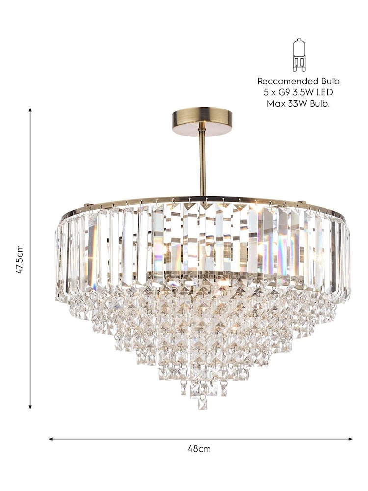 Laura Ashley Brass Vienna 5 Light Flush Light - Image 4 of 4