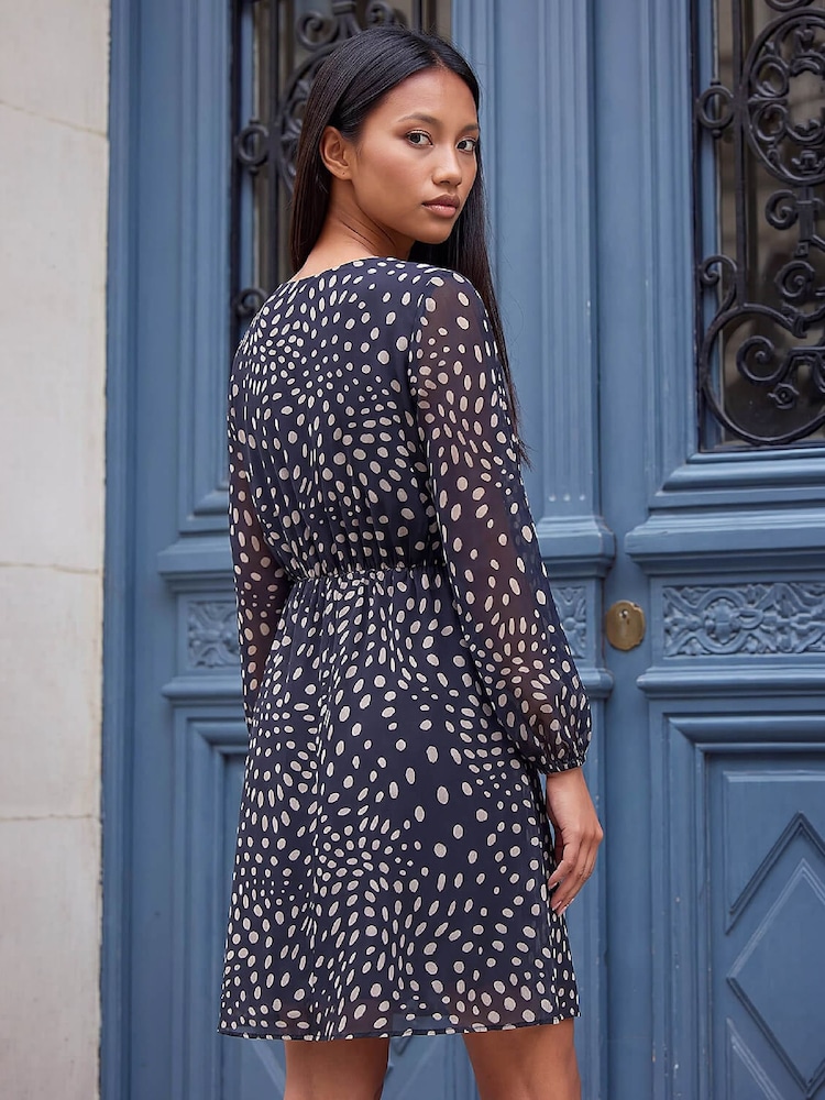 Roman Blue Petite Twist Front Dress - Image 2 of 4 Roman Blue Petite Twist Front Dress - Image 2 of 4