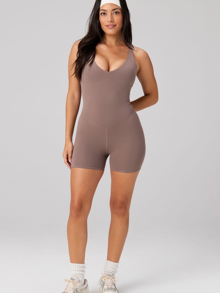 Fabletics Brown Pureluxe TLC Short Jumpsuit 4 - Image 1 of 3