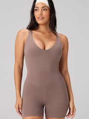 Fabletics Brown Pureluxe TLC Short Jumpsuit 4 - Image 3 of 3