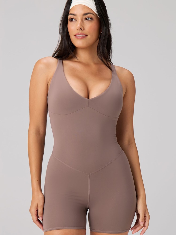 Fabletics Brown Pureluxe TLC Short Jumpsuit 4 - Image 3 of 3