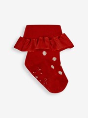 JoJo Maman Bébé Red 2-Pack Spot Ruffle Socks - Image 3 of 3