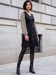 Roman Black Petite Button Dress - Image 2 of 4